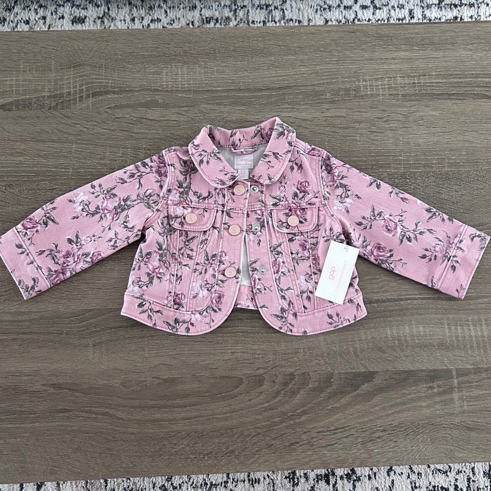 NWT gap x loveshackfancy floral denim jacket